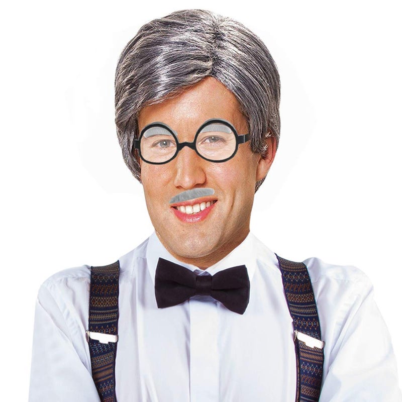 Beelittle Old Man Costume Mad Scientist Wig Set Albert Einstien Ben Benjamin Franklin Grandpa Costume - Image 1